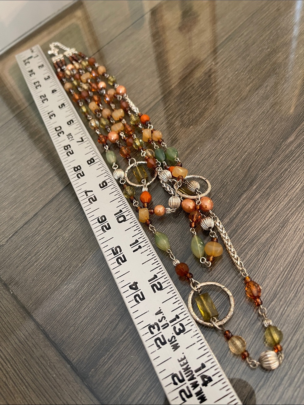 Vintage Style Earth-toned Multi-Strand Beaded Necklace with Earrings - Bohemian - Picture 11 of 15